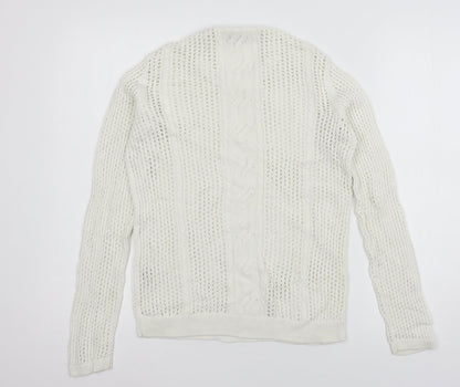 Jack Wills Womens White  Knit Pullover Jumper Size 10