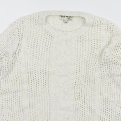 Jack Wills Womens White  Knit Pullover Jumper Size 10