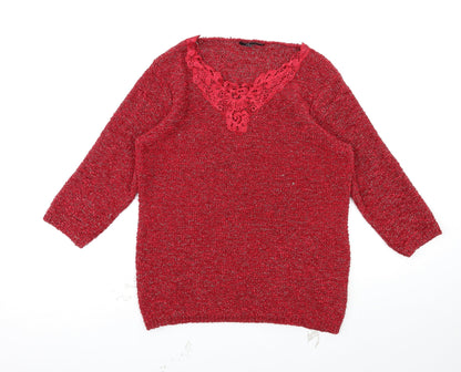 Womens UK Size M BM Red Pullover Jumper