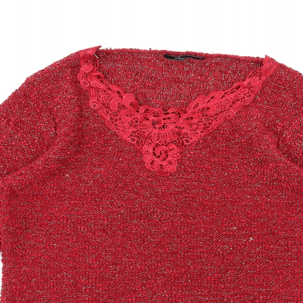 Womens UK Size M BM Red Pullover Jumper