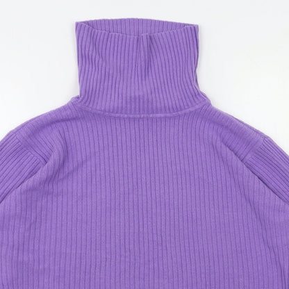 Close-up detail of Dorothy Perkins women’s purple jumper, size UK 20