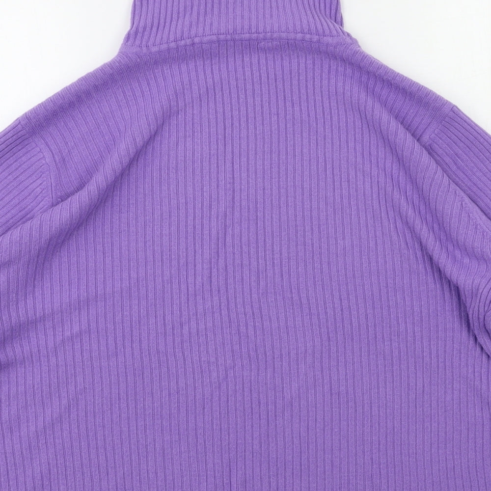 Brand and care label for Dorothy Perkins women’s purple jumper, size UK 20