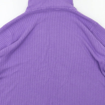 Brand and care label for Dorothy Perkins women’s purple jumper, size UK 20
