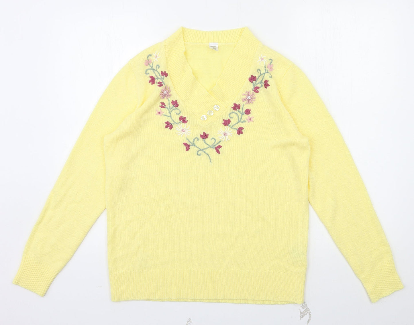 Womens UK Size 10 Preworn Yellow Pullover Jumper