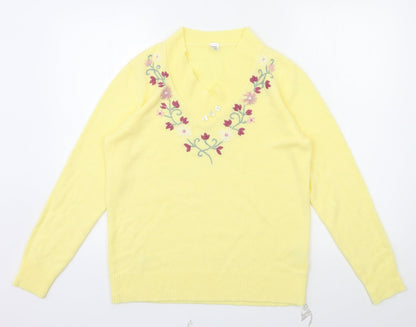 Womens UK Size 10 Preworn Yellow Pullover Jumper