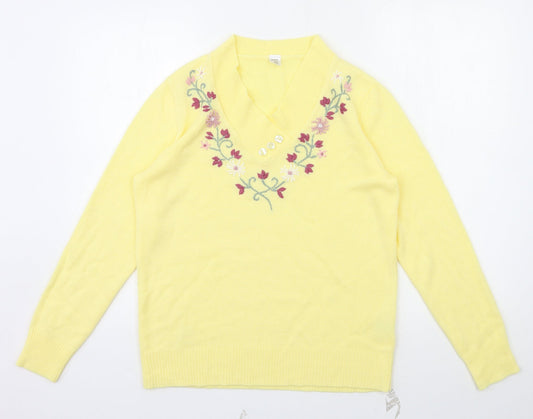 Womens UK Size 10 Preworn Yellow Pullover Jumper
