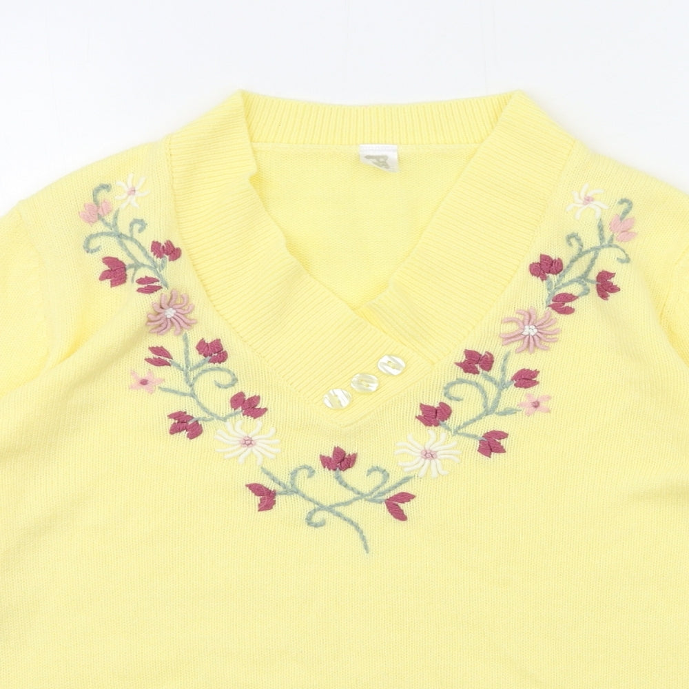 Womens UK Size 10 Preworn Yellow Pullover Jumper