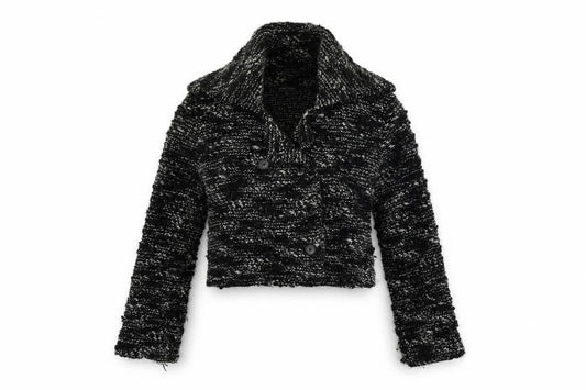 Front view of Claudia Strater women’s black gilet coat, size UK 8