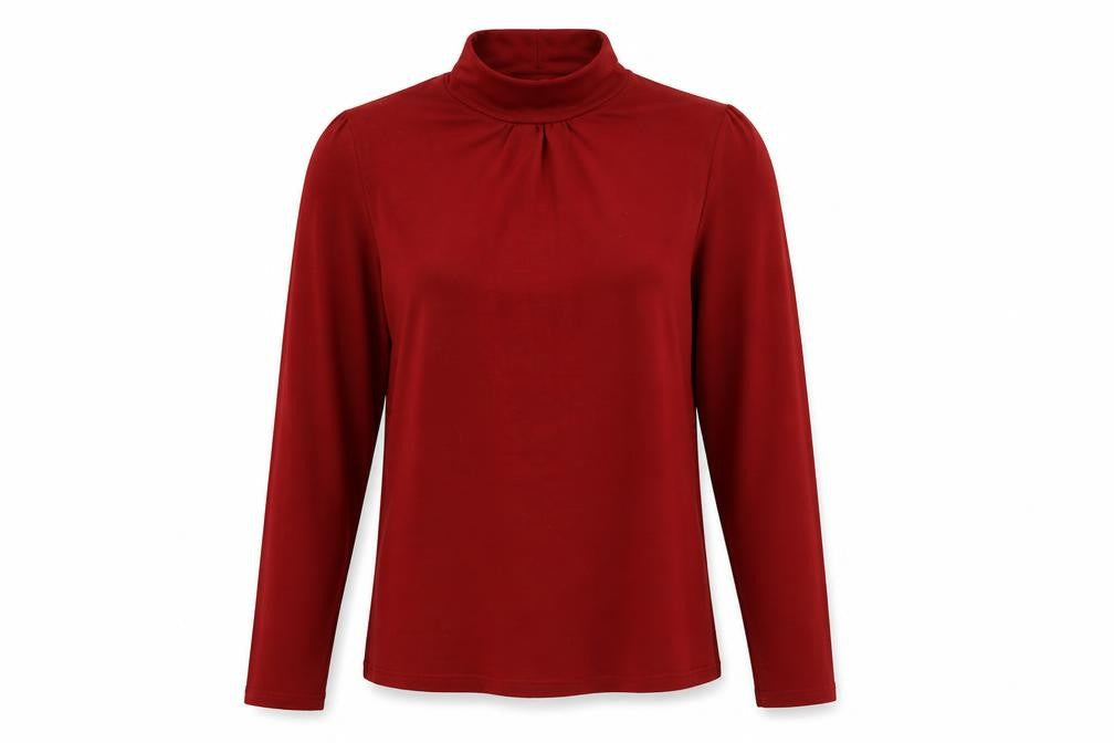 Front view of CLIMATYL women’s red basic t-shirt, size M