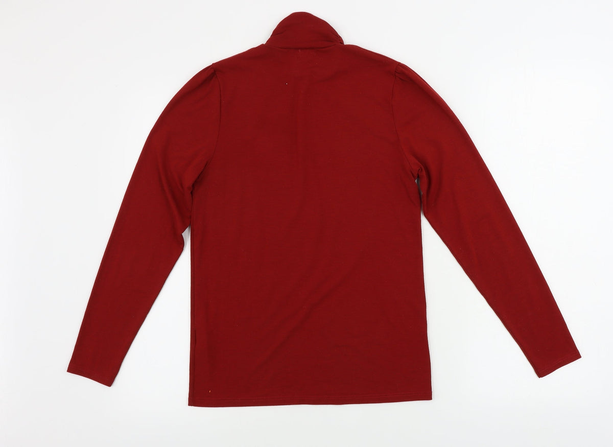 Back view of CLIMATYL women’s red basic t-shirt, size M