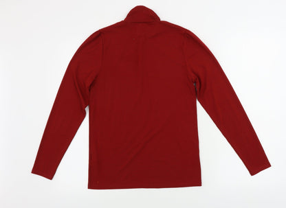 Back view of CLIMATYL women’s red basic t-shirt, size M