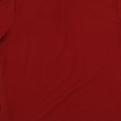 Brand and care label for CLIMATYL women’s red basic t-shirt, size M