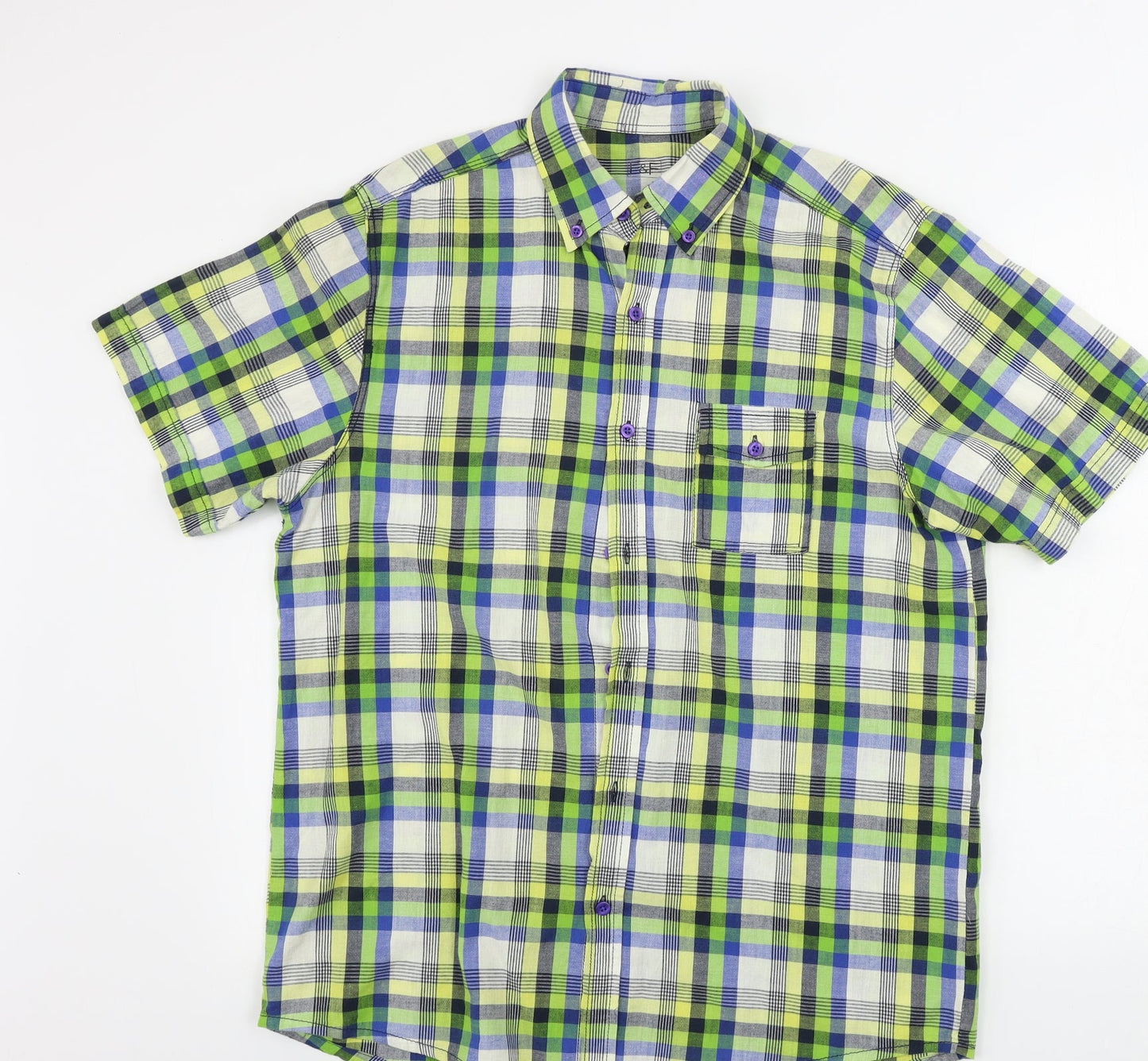F&F  Mens Gold Check   Button-Up Size M