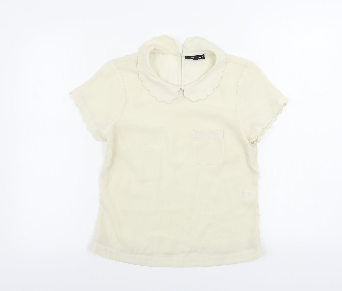 Womens UK Size 8 Warehouse Ivory Basic Blouse