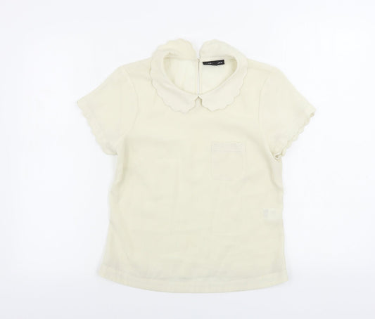 Womens UK Size 8 Warehouse Ivory Basic Blouse