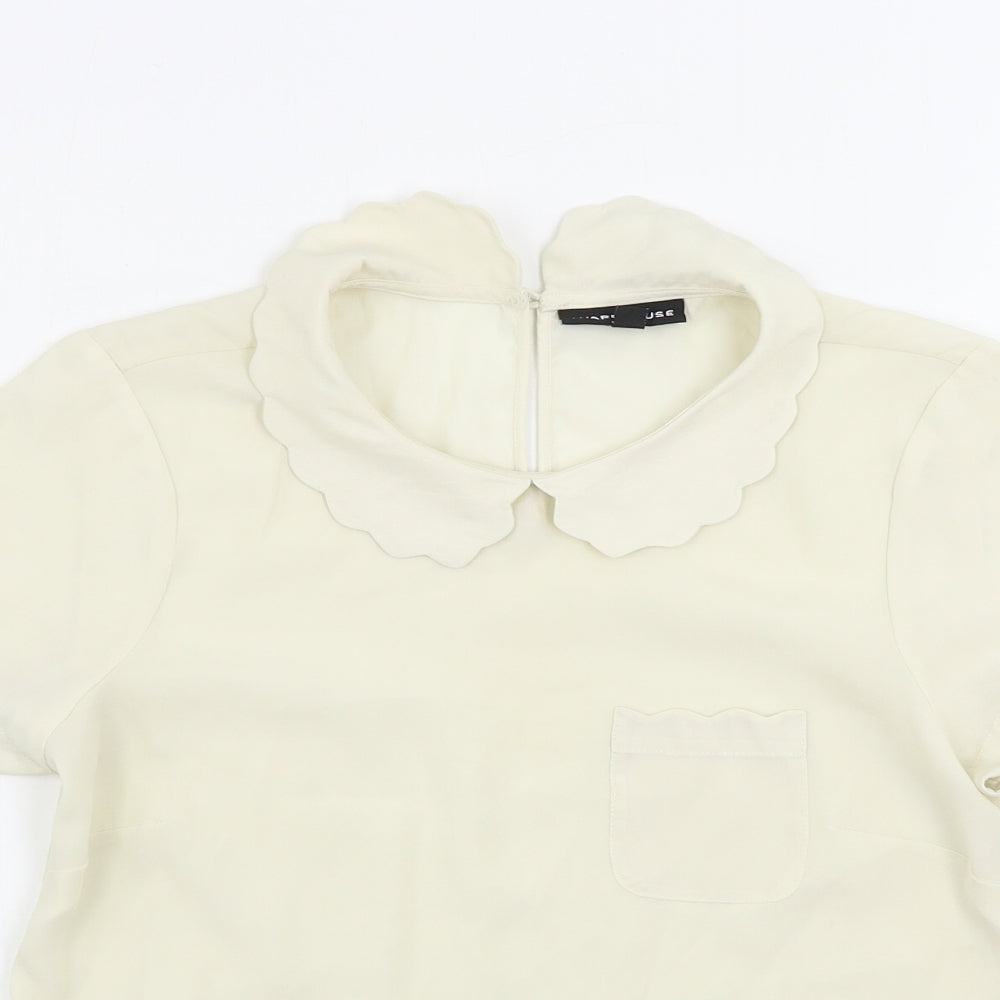 Womens UK Size 8 Warehouse Ivory Basic Blouse