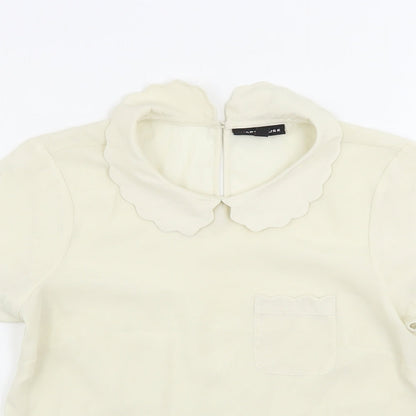 Womens UK Size 8 Warehouse Ivory Basic Blouse