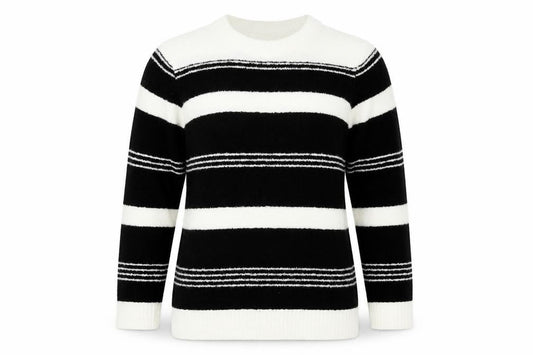 Front view of Pure & Natural women’s ivory striped jumper, size XL