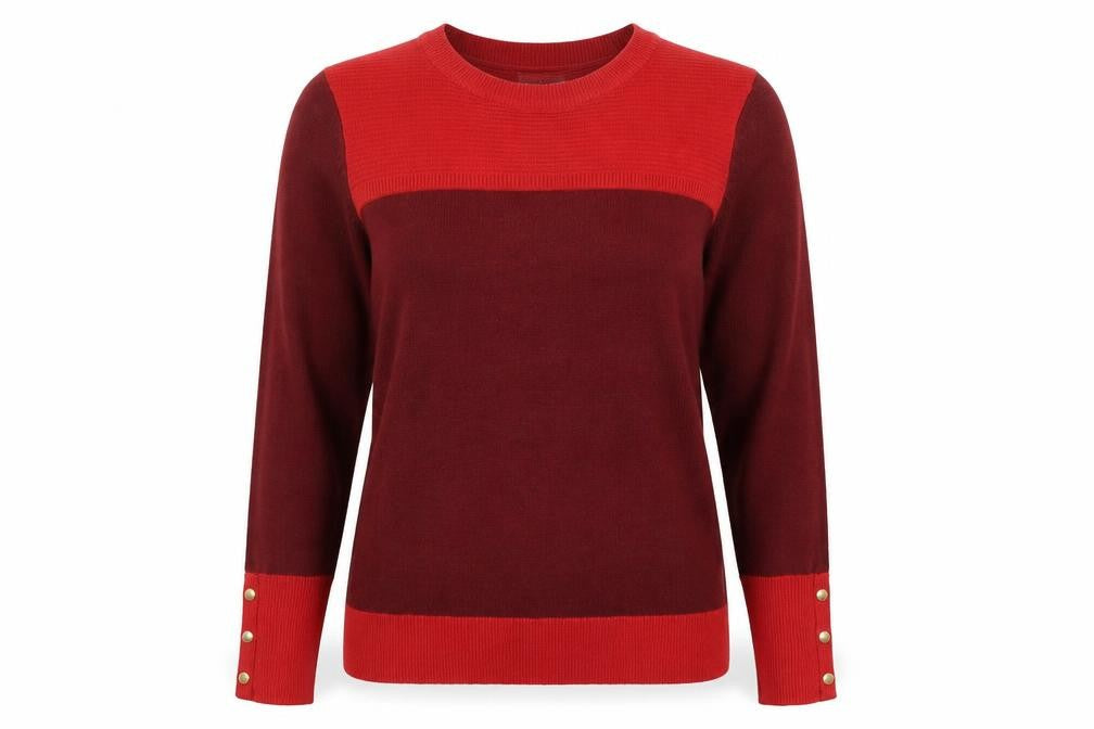 Front view of Marks & Spencer women’s blue jumper, size UK 14