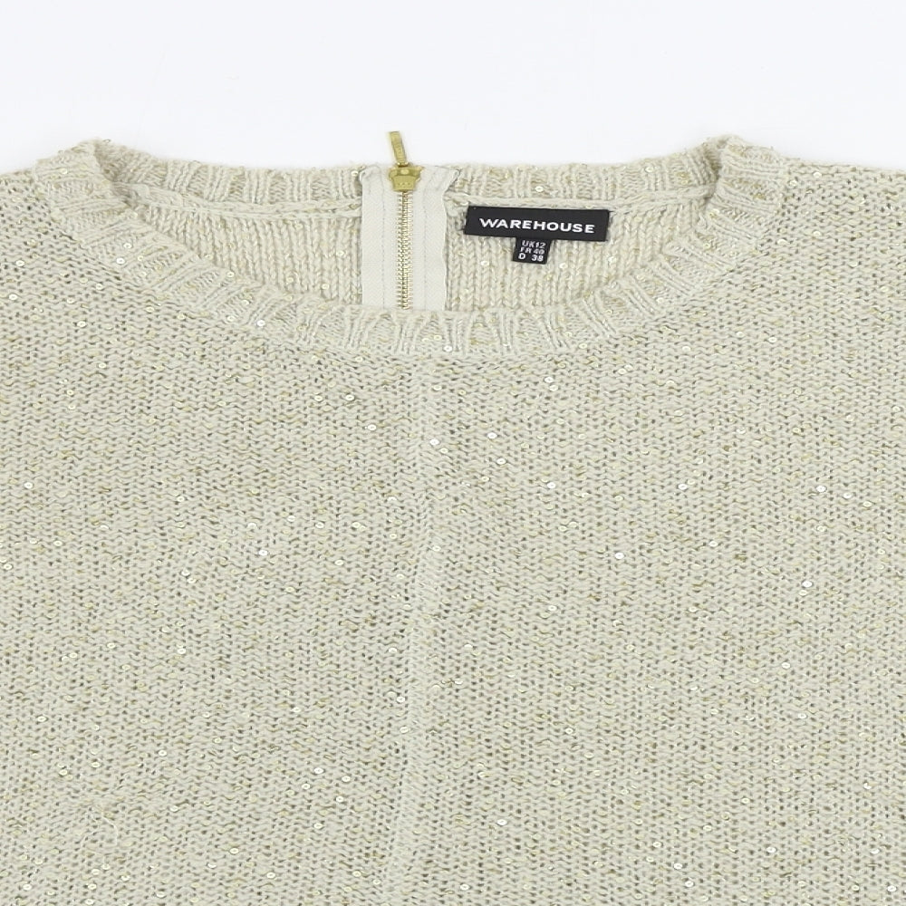 Womens UK Size 12 Warehouse Beige Pullover Jumper