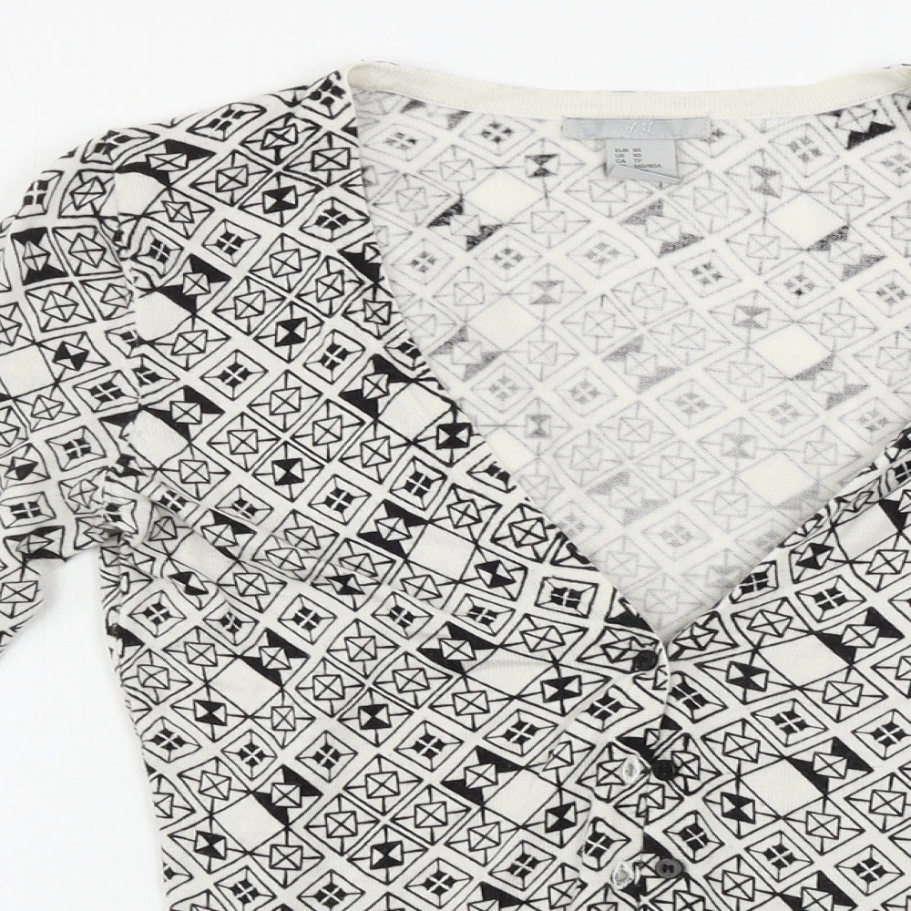 Womens UK Size XS H&M White Cardigan Jumper