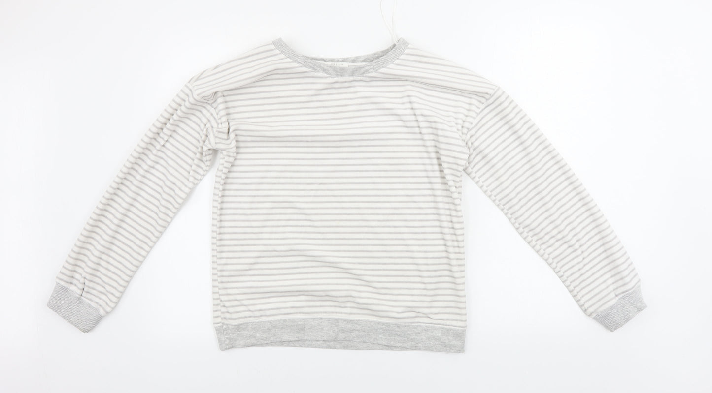 Time To Dream    Girls White Striped  Pullover Jumper Size 10 Years