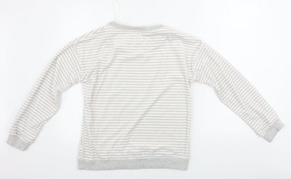 Time To Dream    Girls White Striped  Pullover Jumper Size 10 Years