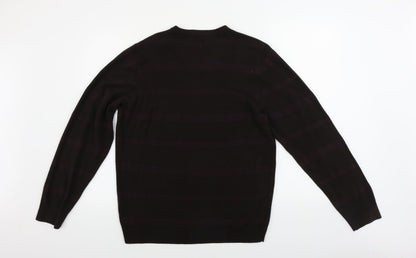 Marks and Spencer  Mens Brown Striped  Pullover Jumper Size M