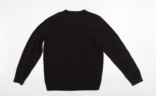 Marks and Spencer  Mens Brown Striped  Pullover Jumper Size M