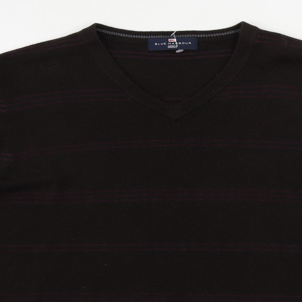 Marks and Spencer  Mens Brown Striped  Pullover Jumper Size M