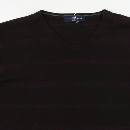 Marks and Spencer  Mens Brown Striped  Pullover Jumper Size M