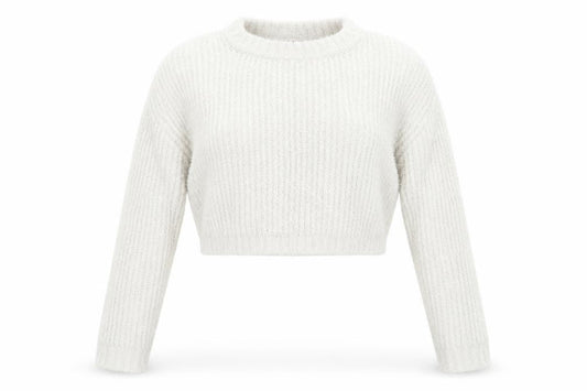 Front view of PRETTYLITTLETHING women’s beige houndstooth jumper, size M