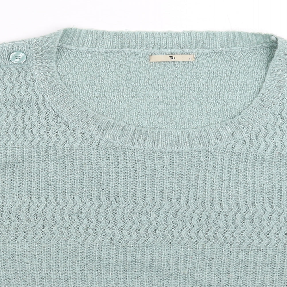 TU Womens Green  Knit Pullover Jumper Size 14