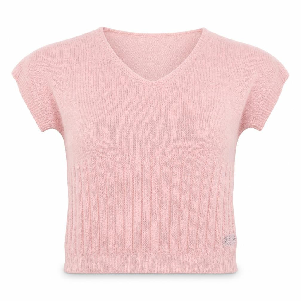 Front view of SHEIN women’s pink knit jumper, size M