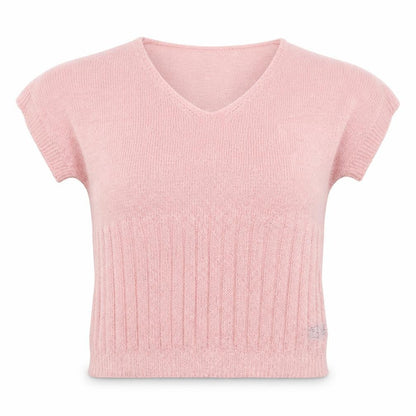 Front view of SHEIN women’s pink knit jumper, size M