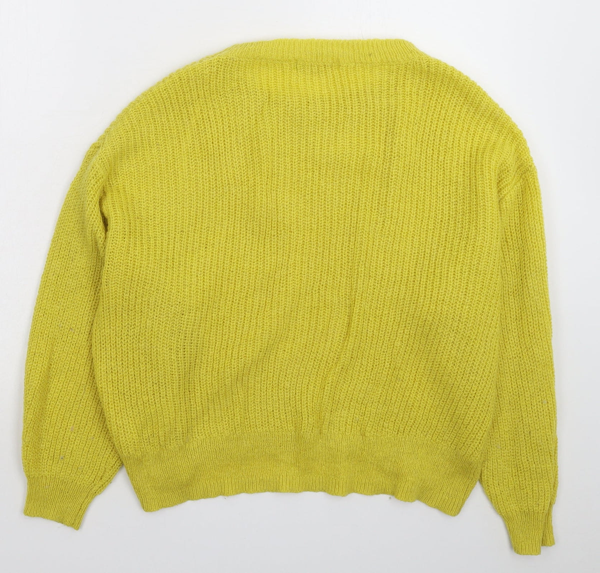 Back view of H&M women’s yellow knit jumper, size M