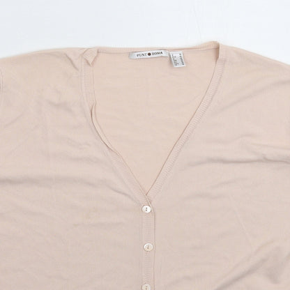 Punt Roma Womens Beige  Knit Cardigan Jumper Size M