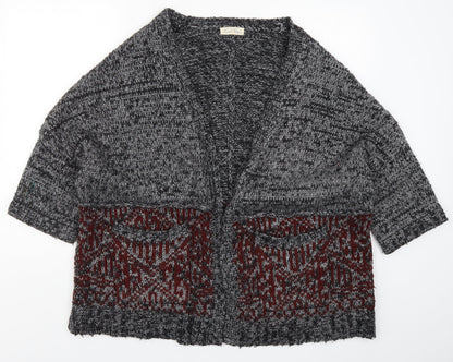 Simple City Womens Grey Geometric Knit Cardigan Jumper Size M