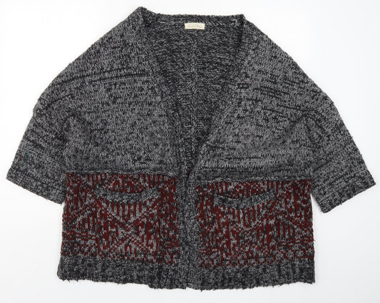 Simple City Womens Grey Geometric Knit Cardigan Jumper Size M