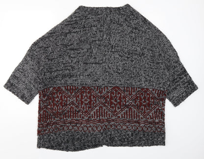 Simple City Womens Grey Geometric Knit Cardigan Jumper Size M