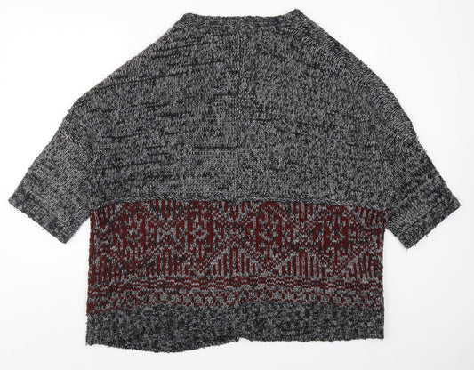 Simple City Womens Grey Geometric Knit Cardigan Jumper Size M