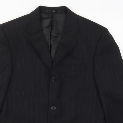 Charlton Gray Mens Black Striped  Jacket Suit Jacket Size 36