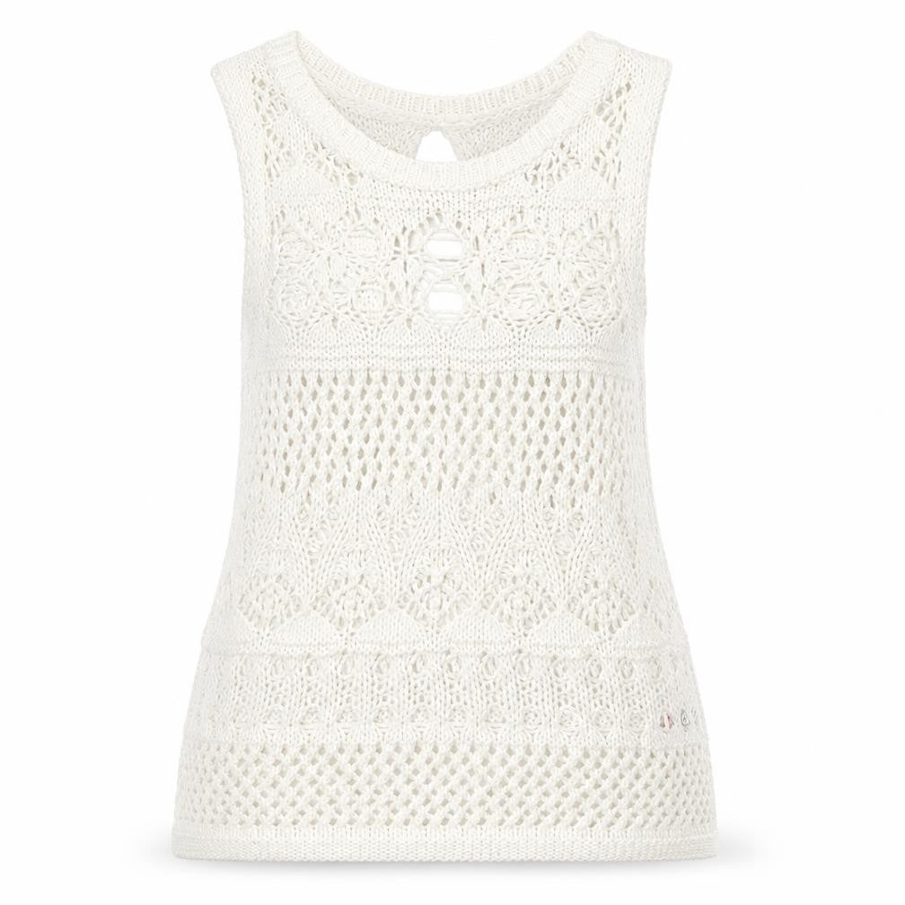 Front view of Next women’s white knit vest jumper, size UK 6