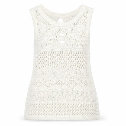 Front view of Next women’s white knit vest jumper, size UK 6