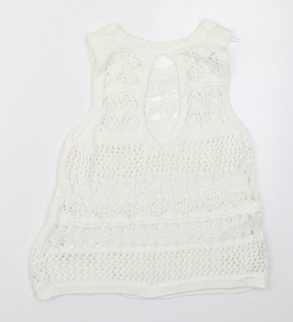 Womens UK Size 6 NEXT White Vest Jumper