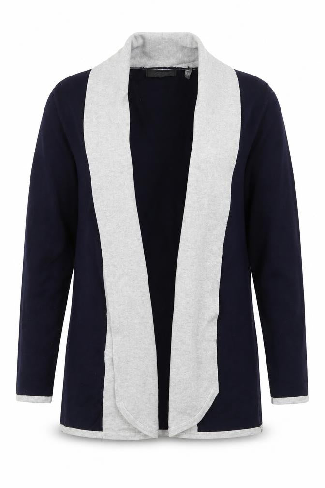 Front view of Preworn women’s blue rayon cardigan jumper, size S
