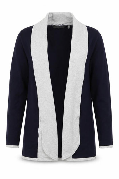 Front view of Preworn women’s blue rayon cardigan jumper, size S