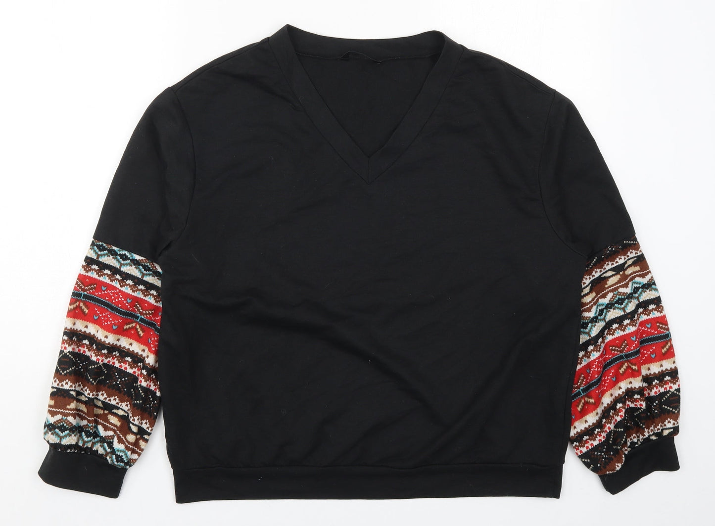 SheIn Womens Black Geometric  Pullover Sweatshirt Size M