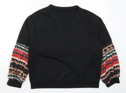 SheIn Womens Black Geometric  Pullover Sweatshirt Size M