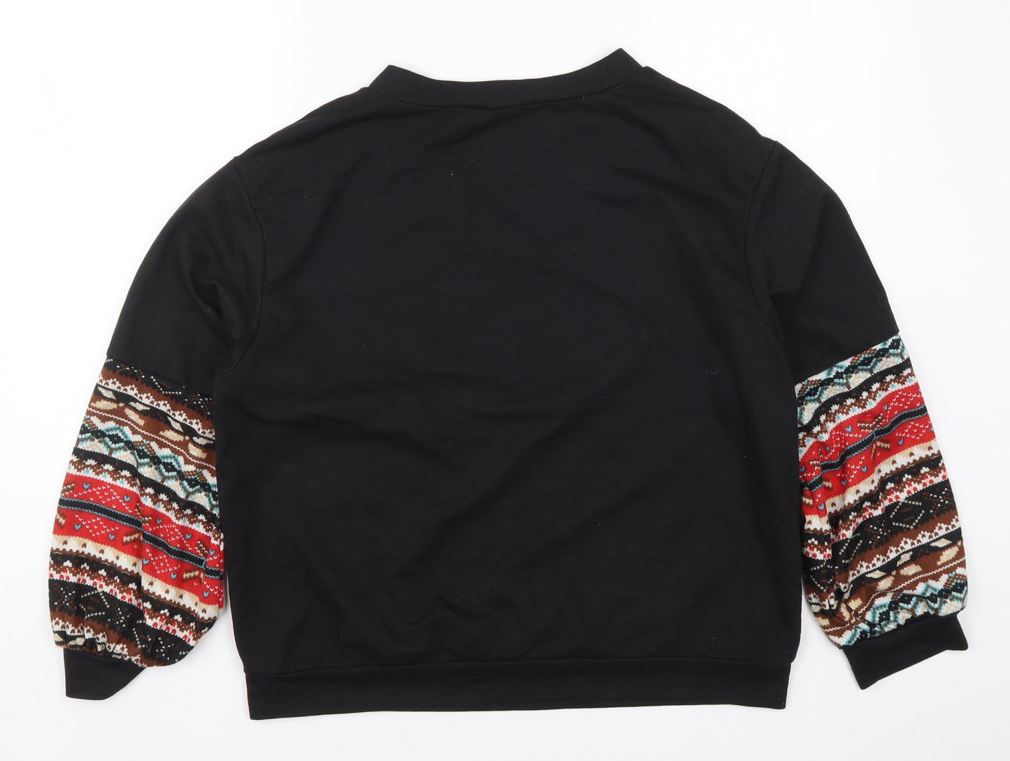 SheIn Womens Black Geometric  Pullover Sweatshirt Size M